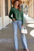 Asymmetric Exposed Seam Detail Drop Shoulder Crew Neck Pullover Top